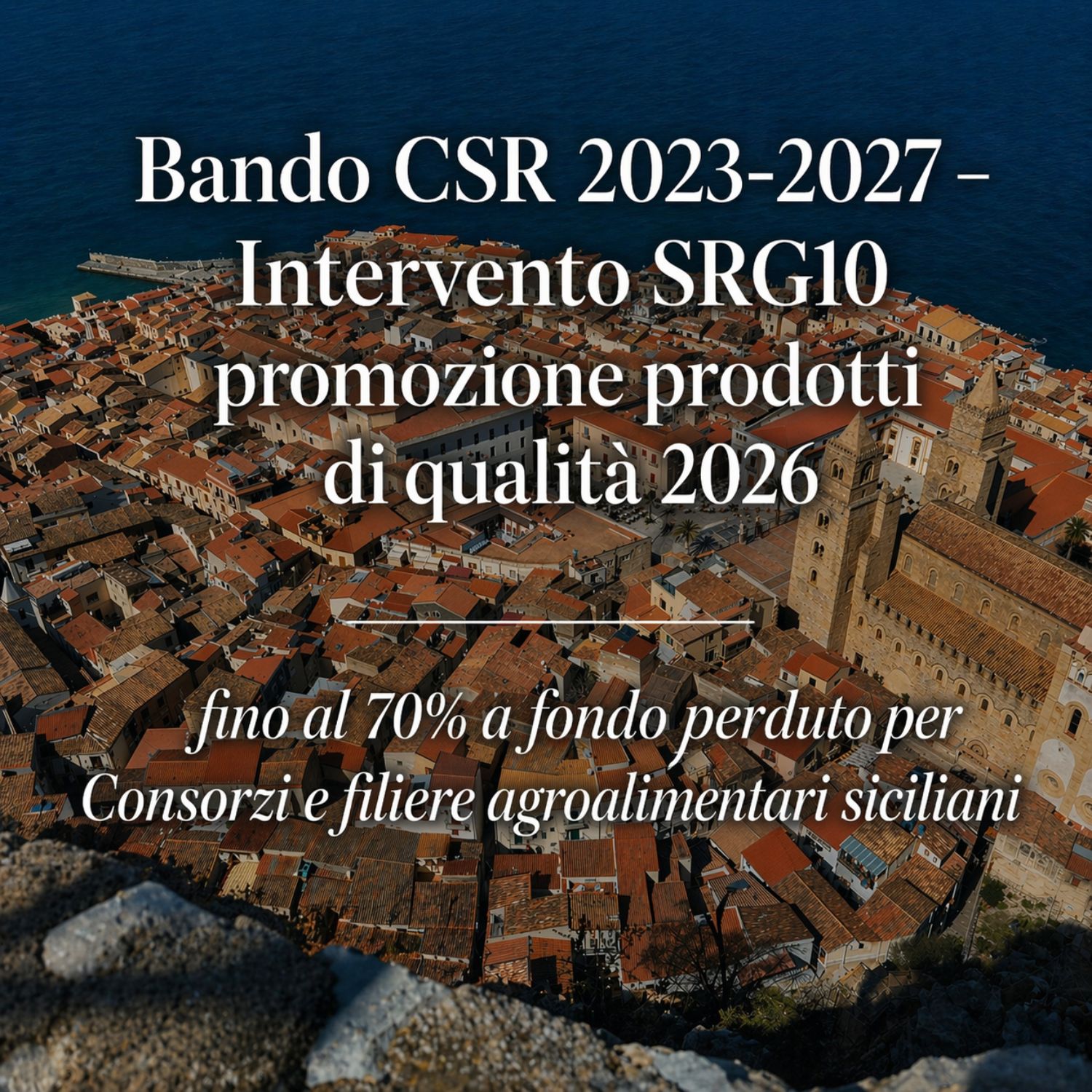 Bando SRG10: contributo a fondo perduto fino al 70% per Consorzi e filiere agroalimentari siciliani. Finanzia marketing, fiere, export e promozione per aumentare visibilità, competitività e vendite sui mercati nazionali e internazionali entro il 13/05/2026.