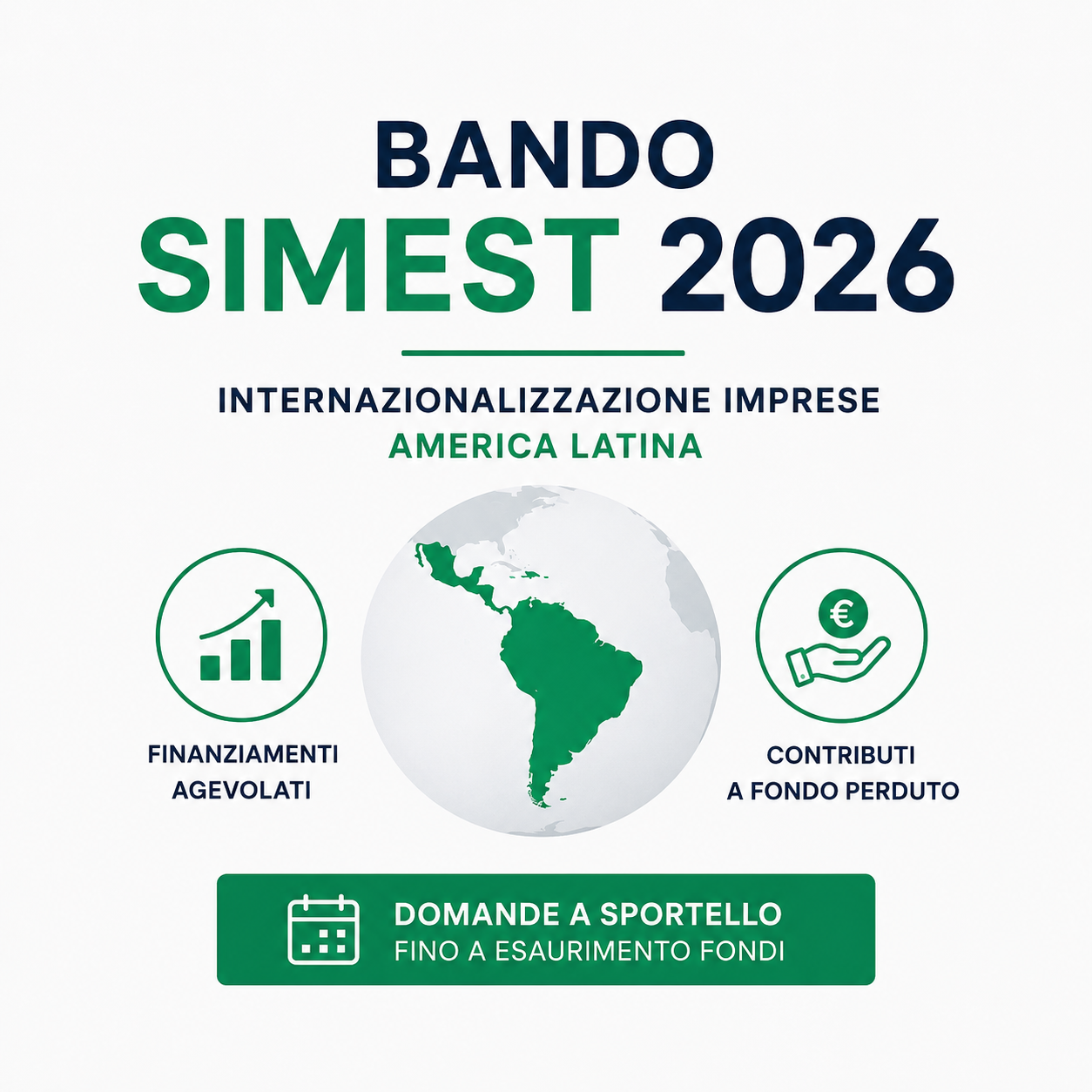 Bando SIMEST per l’internazionalizzazione: contributi a fondo perduto e finanziamenti agevolati per imprese italiane che vogliono espandersi in America Latina. Domande a sportello fino a esaurimento fondi. Opportunità per crescere, innovare ed esportare.