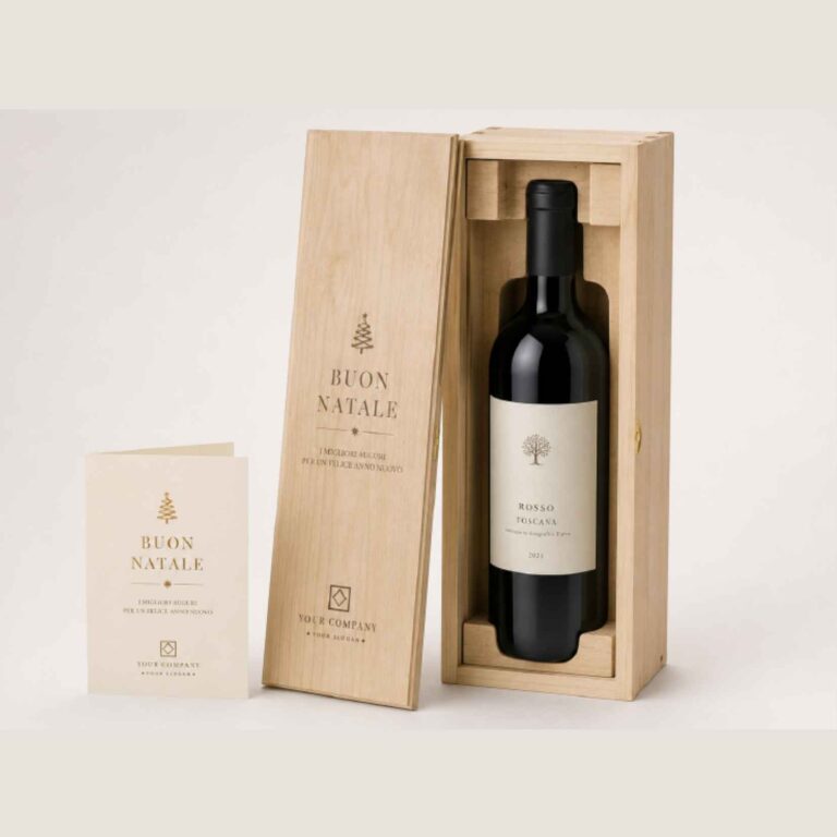 Bottiglia di vino con etichetta personalizzata con il logo aziendale